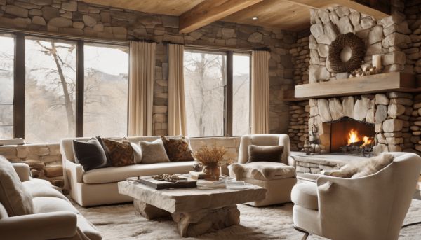 Salon rustique avec pierre de parement : 5 idées pour une déco chaleureuse